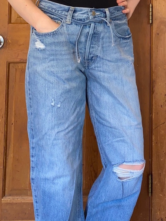 Denim - Universal Thread Mid Rise 90s Baggy Jeans Button Fly Tie Belt SIZE 4